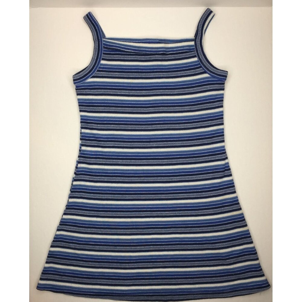 Filati Girl's Sleeveless Dress Striped Blue Gray White Summer Spring Tank Straps